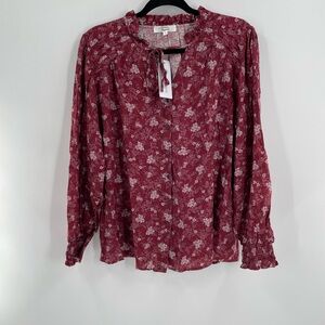 Stitch Fix House Brand Floral Ruffle Keyhole Blouse XL